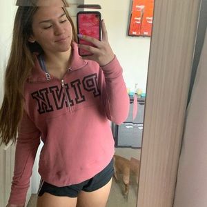 pink quarter zip sweater